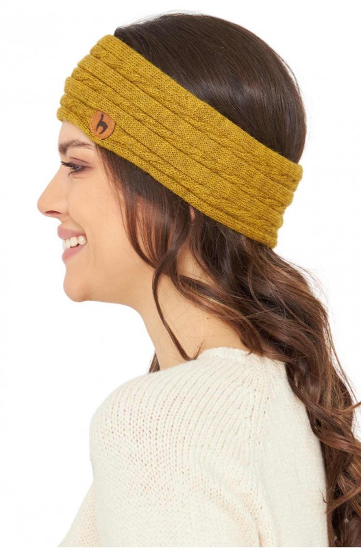 Stirnband mit Zopfmuster aus Alpakawolle – Bild 22