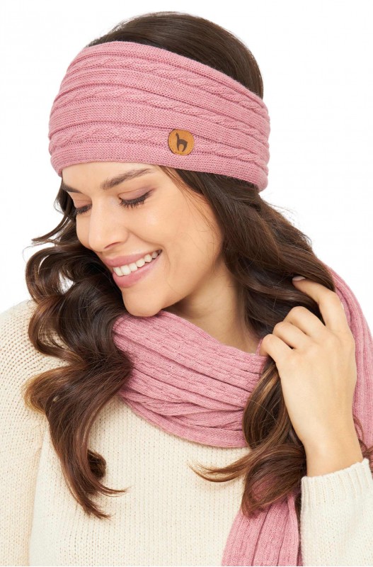 Stirnband mit Zopfmuster aus Alpakawolle – Bild 19