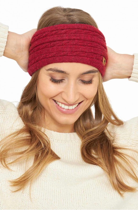 Stirnband mit Zopfmuster aus Alpakawolle – Bild 14