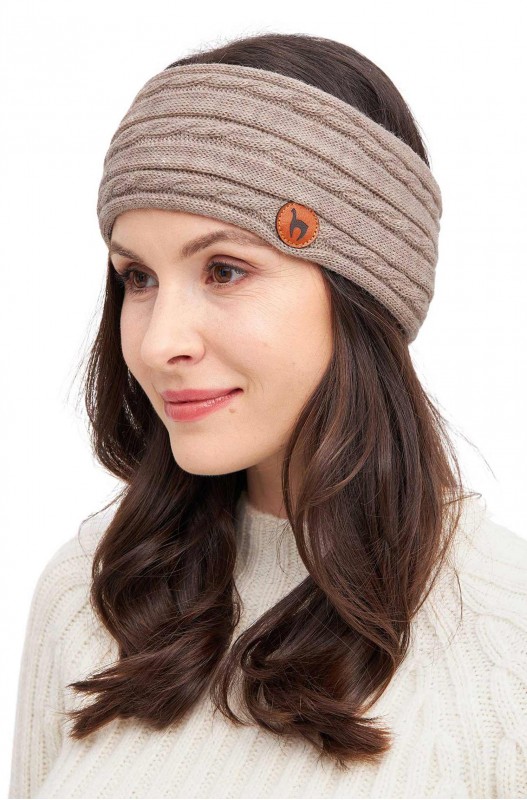 Stirnband mit Zopfmuster aus Alpakawolle – Bild 15