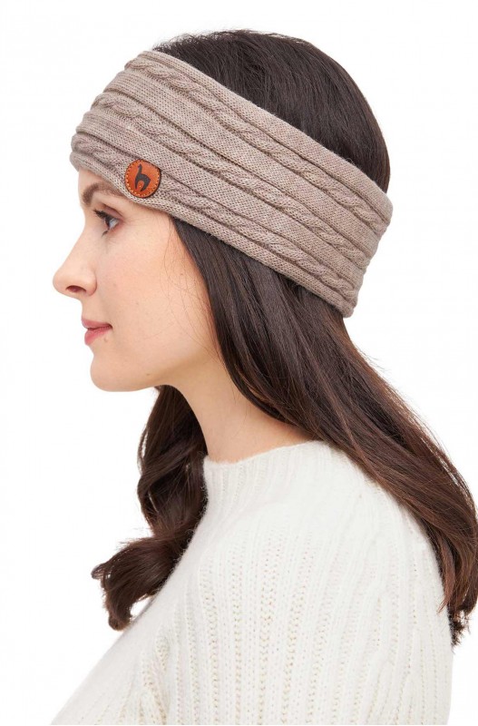 Stirnband mit Zopfmuster aus Alpakawolle – Bild 13