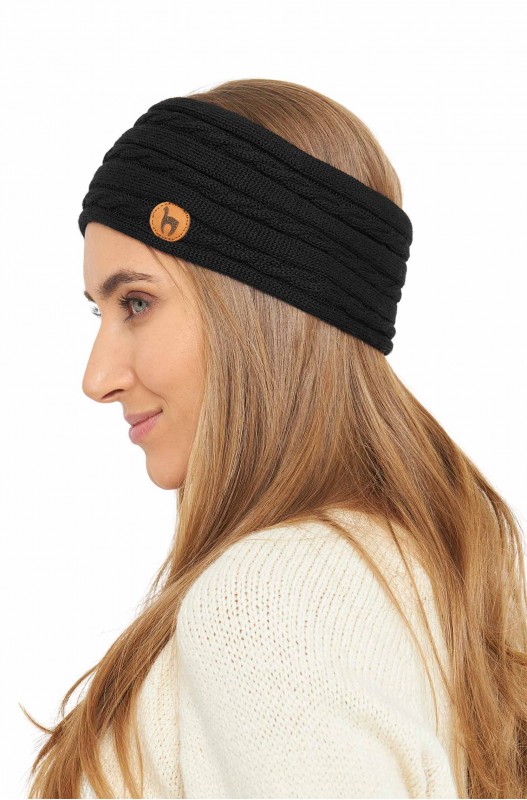 Stirnband mit Zopfmuster aus Alpakawolle – Bild 10