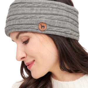 Stirnband mit Zopfmuster aus Alpakawolle