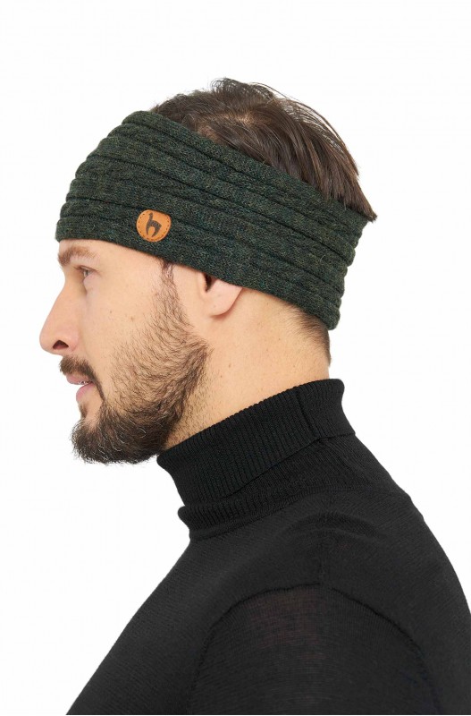 Stirnband mit Zopfmuster aus Alpakawolle – Bild 4