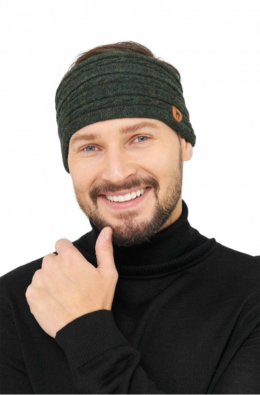 Stirnband mit Zopfmuster aus Alpakawolle – Bild 3